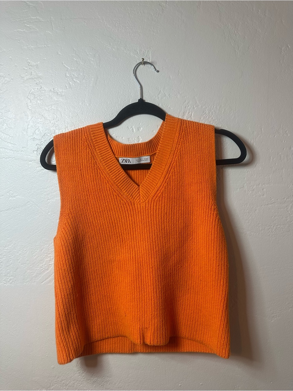 Zara Bright Orange V-Neck Knit Vest